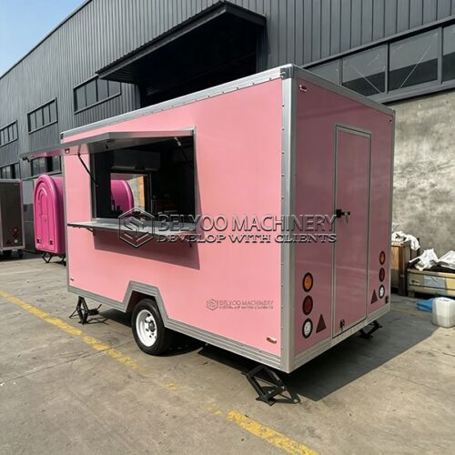 11.5FT Pink Single Window Square Food Trailer