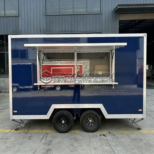 12FT Blue Single Window Square Food Trailer
