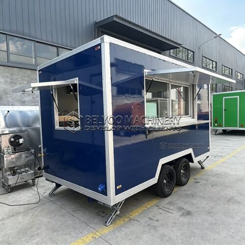 12FT Blue Single Window Square Food Trailer