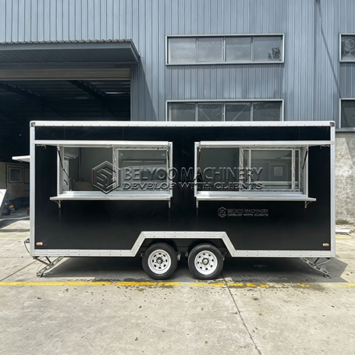 16FT Black Double Window Square Food Trailer