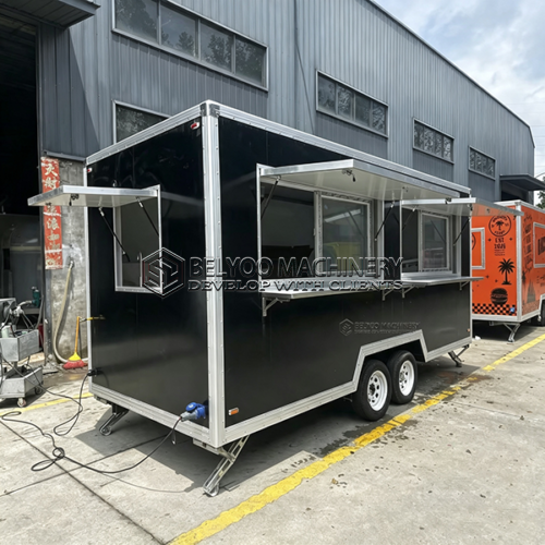 16FT Black Double Window Square Food Trailer