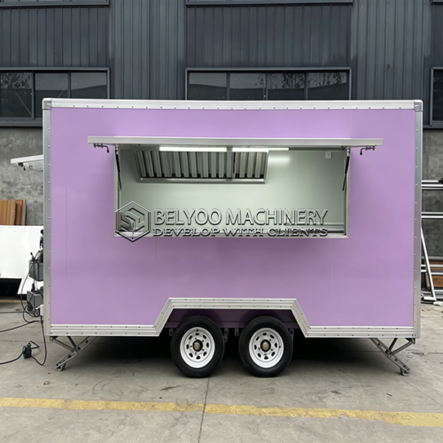 13FT Light Purple Square Concession Food Trailer, Fully Equipped Mobile Food Kitchen