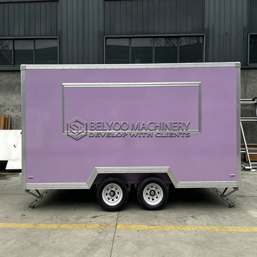 13FT Light Purple Square Concession Food Trailer, Fully Equipped Mobile Food Kitchen