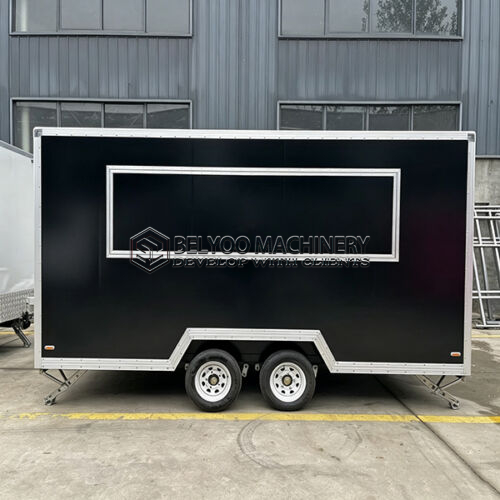 14.8FT Black Square Food Trailer Tandem Axle Mobile Concession Trailer